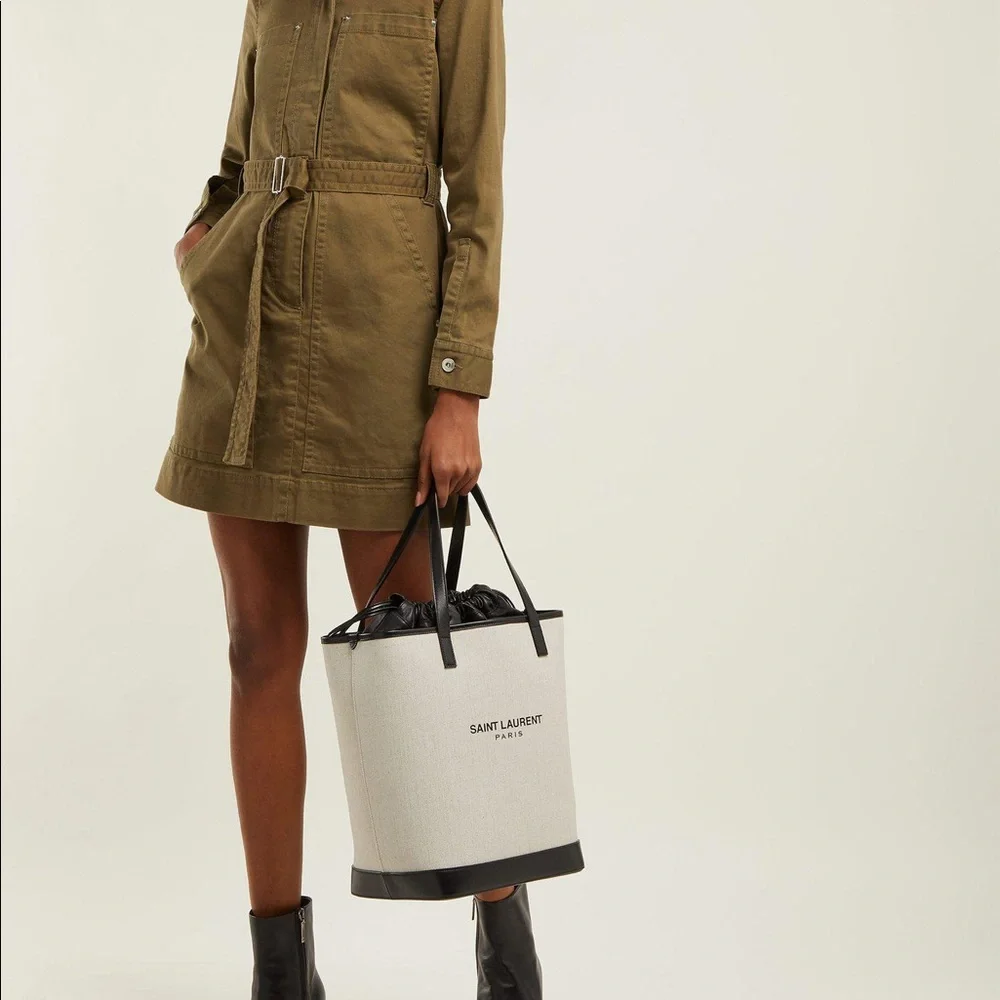 Saint Laurent Teddy canvas and leather tote bag NEW - Picture 3 of 13